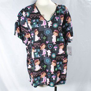 NWT Disney Doc McStuffins Scrub Top Plus Size 3X | Nurse Pediatrics Medical Vet